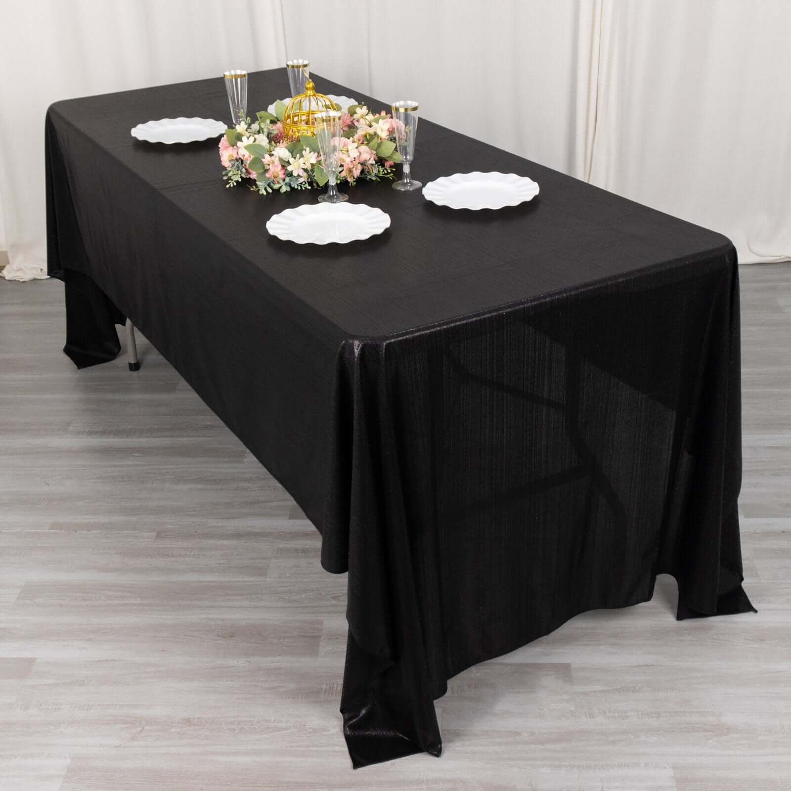 Sequin Dots Polyester 60"x126" Rectangle Tablecloth Shimmering Black - Wrinkle Free & Sparkling Table Cover