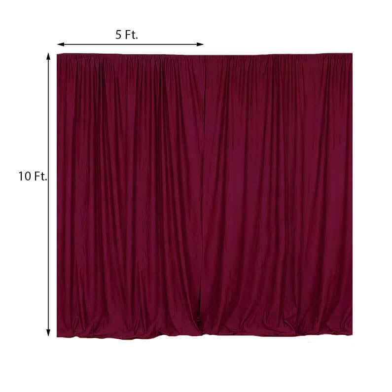 2 Pack Burgundy Scuba Polyester Event Curtain Drapes, Durable Flame Resistant Backdrop Event Panels Wrinkle Free with Rod Pockets - 10ftx10ft