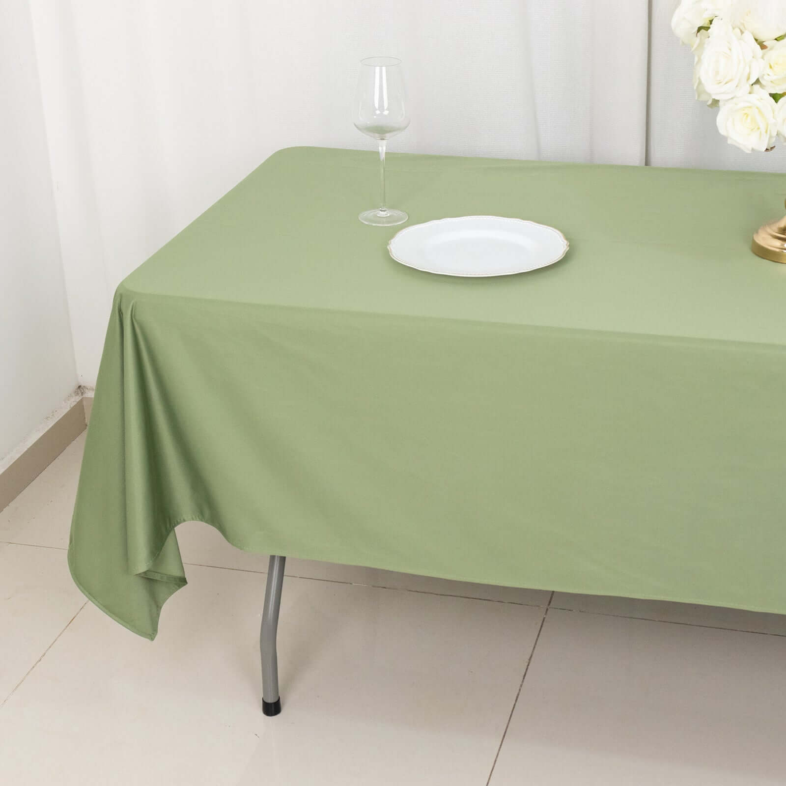Scuba Rectangular 60"x102" Tablecloth Dusty Sage Green - Wrinkle Free & Stain Resistant Table Cover