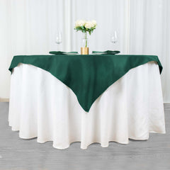 Premium Polyester 54"x54" Table Overlay Square Tablecloth Hunter Emerald Green - 220GSM Stain and Wrinkle-Resistant Table Topper