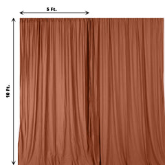 2 Pack Terracotta (Rust) Scuba Polyester Event Curtain Drapes, Durable Flame Resistant Backdrop Event Panels Wrinkle Free with Rod Pockets - 10ftx10ft