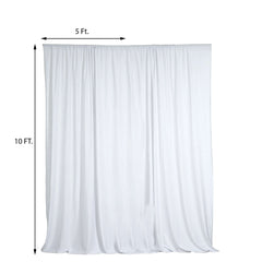 2 Pack White Scuba Polyester Event Curtain Drapes, Durable Flame Resistant Backdrop Event Panels Wrinkle Free with Rod Pockets - 10ftx10ft