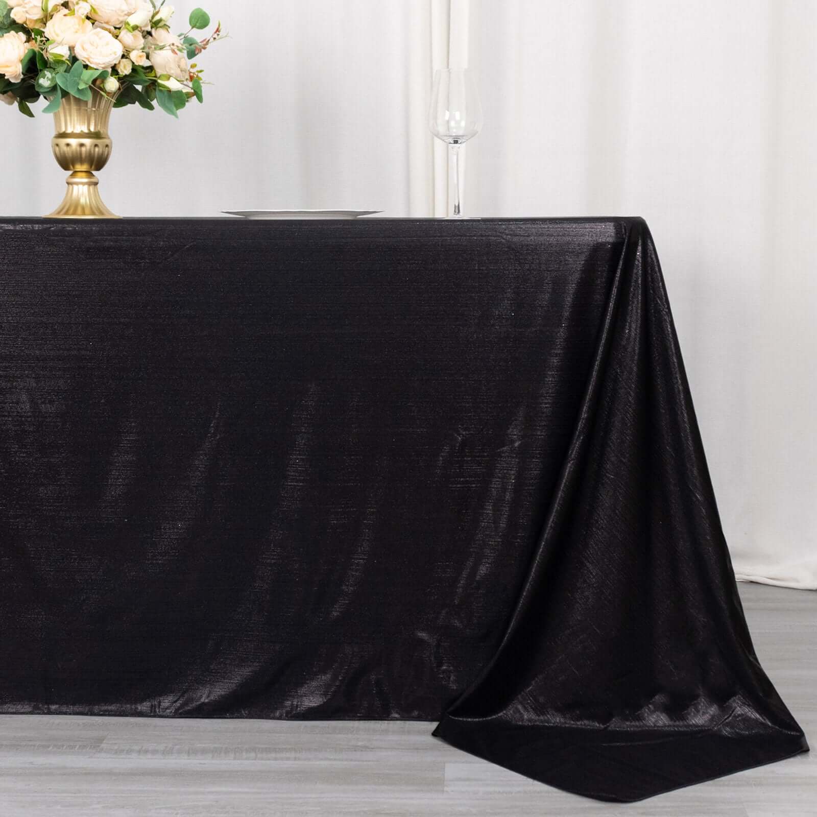 Sequin Dots Polyester 90"x132" Rectangle Tablecloth Shimmering Black - Seamless, Glittering & Wrinkle Free Table Cover