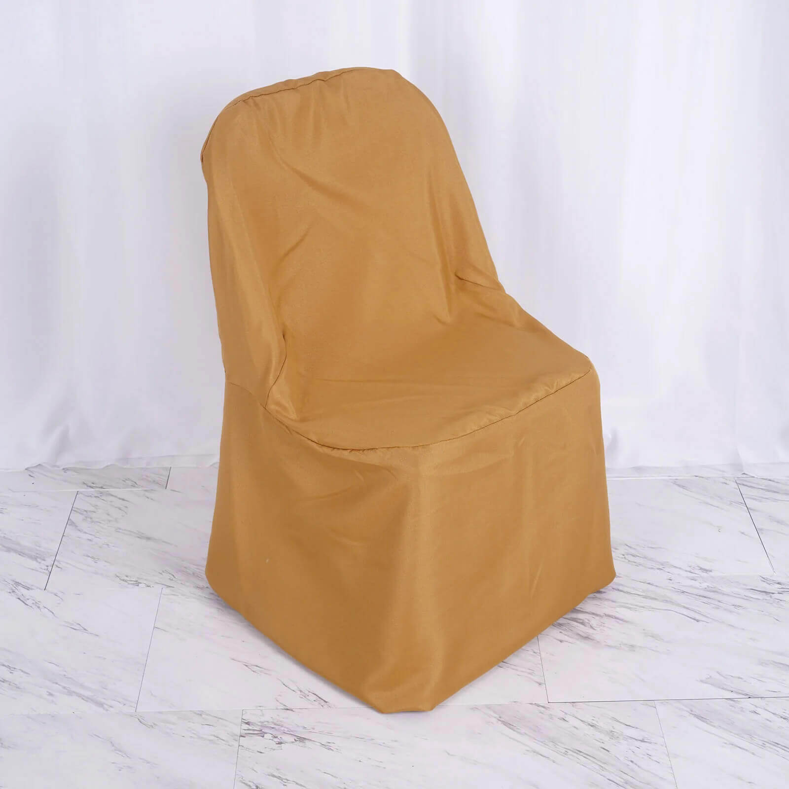 10 Pack Polyester Chair Covers for Folding Chairs Gold - Wrinkle-Free Stain-Resistant Slip-On Design for Events