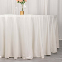 Scuba Round 120" Tablecloth Ivory - Wrinkle Free & Stain Resistant Seamless Table Cover
