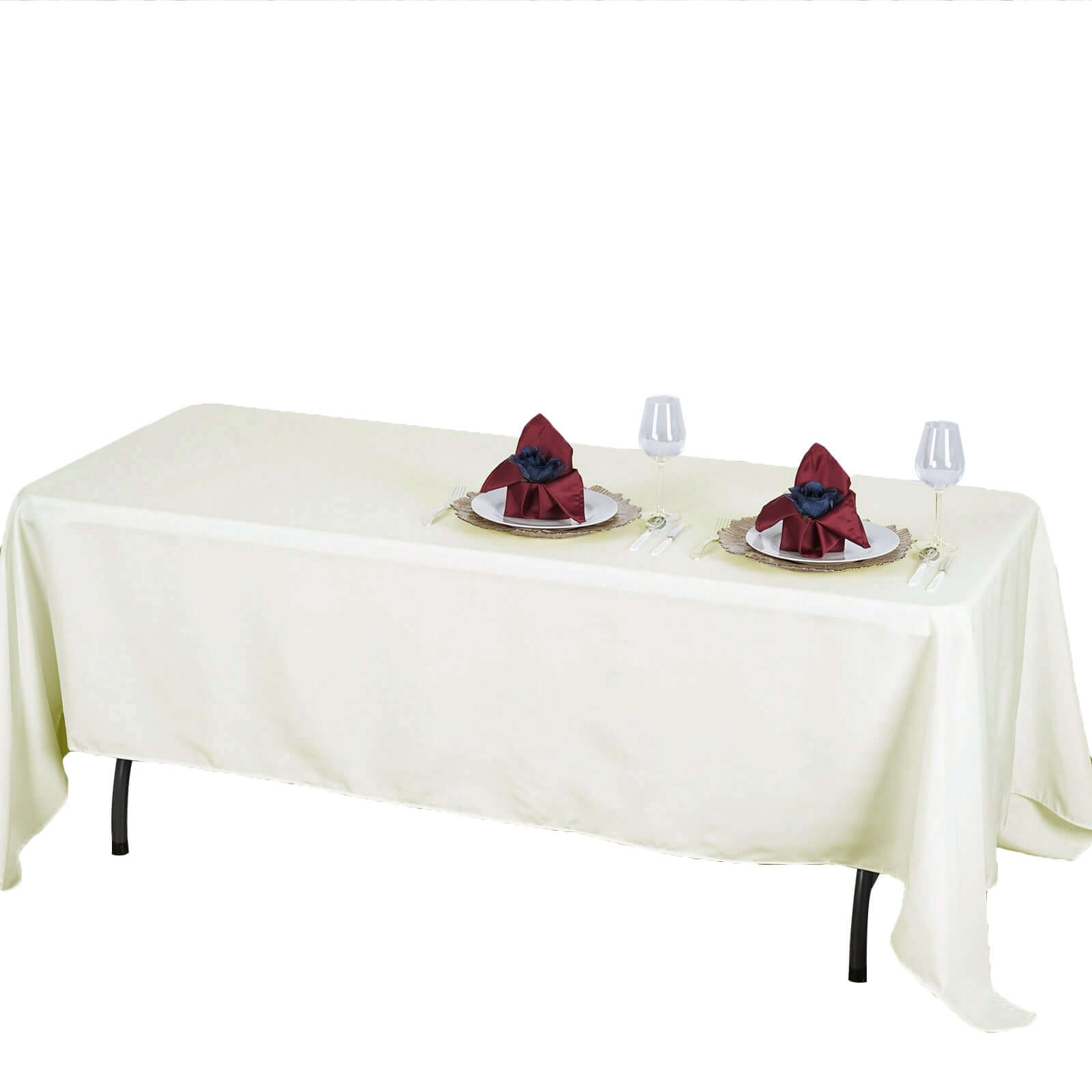 Premium Polyester 72"x120" Rectangle Tablecloth Ivory - 220GSM Stain-Resistant Table Cover