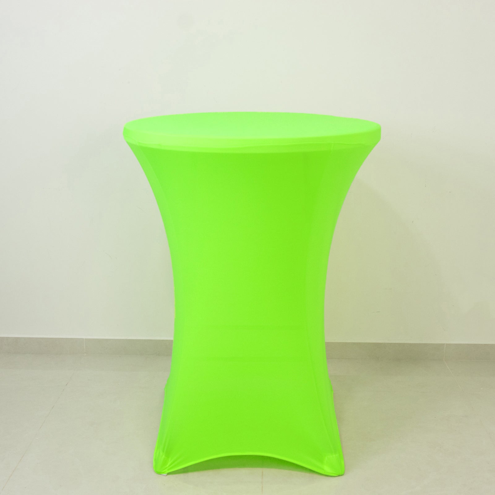 Glow Neon Green Fitted Spandex Cocktail Tablecloth – 30" Round, Wrinkle-Free Cover