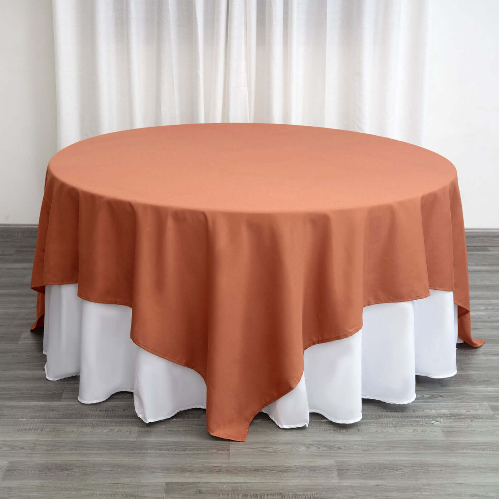 Polyester Square 90"x90" Tablecloth Terracotta (Rust) - Wrinkle-Resistant & Durable Table Cover