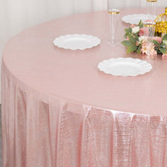 Sequin Dots Polyester Round 120" Tablecloth Shimmering Rose Gold - Wrinkle Free & Sparkling Table Cover