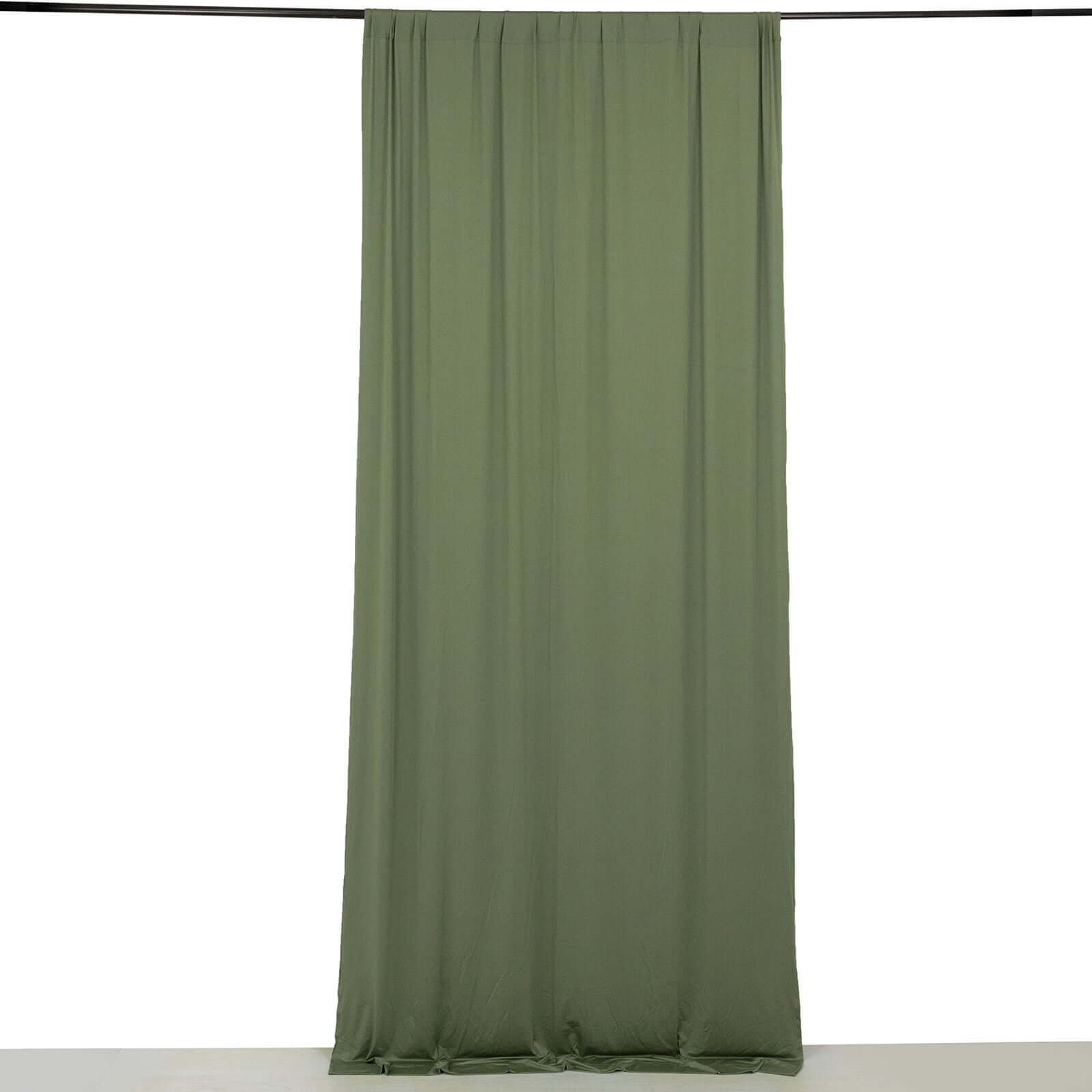Dusty Sage Green 4-Way Stretch Spandex Event Curtain Drapes, Wrinkle Free Backdrop Event Panel with Rod Pockets - 5ftx10ft