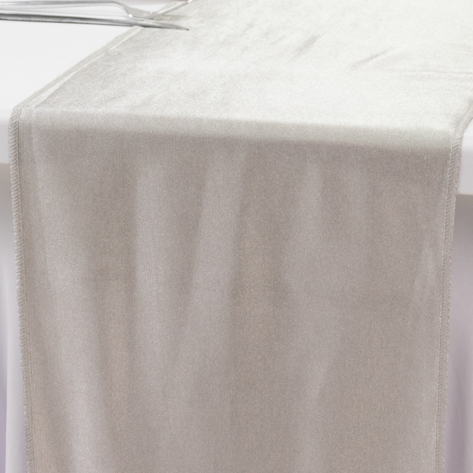 Scuba Polyester 12"x108" Table Runner Shimmer Silver - Wrinkle-Free Table Linen