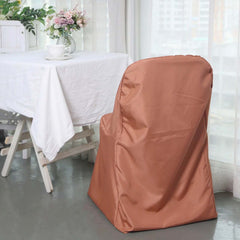 10 Pack Polyester Chair Covers for Folding Chairs Terracotta (Rust) - Wrinkle-Free Stain-Resistant Slip-On Slipcovers