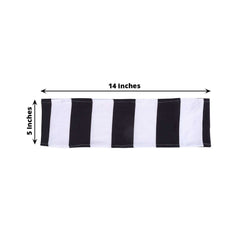 5 Pack Spandex Chair Sashes Black/White Vertical Stripes - Easy to Use & Wrinkle-Free Stretch Chair Bands for Stunning Tablescapes 5"x14"