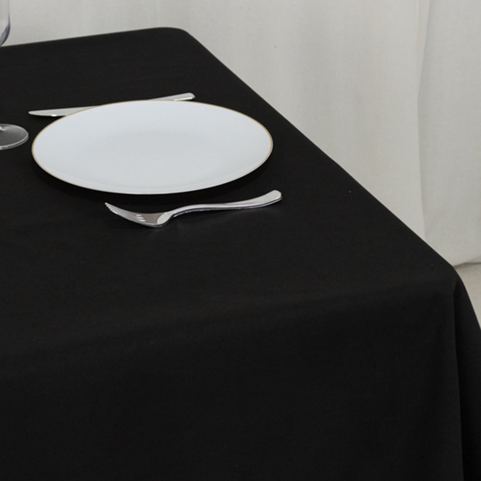Cotton Blend 54"x54" Table Overlay Square Tablecloth Black - Wrinkle-Resistant Finish for Modern Table Settings