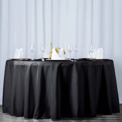 Premium Polyester 120" Round Tablecloth Black - Seamless 220GSM Wrinkle-Resistant Design for Classy Events