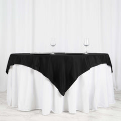 Polyester 70"x70" Table Overlay Square Tablecloth Black - Wrinkle-Resistant & Durable Table Cover for Events