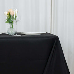 Premium Polyester Square Tablecloth 90"x90" Black 220GSM Wrinkle-Resistant Table Cover