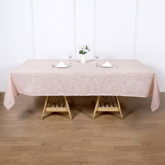 Faux Linen 60"x102" Rectangular Tablecloth Blush - Slubby Textured & Wrinkle Resistant Table Cover