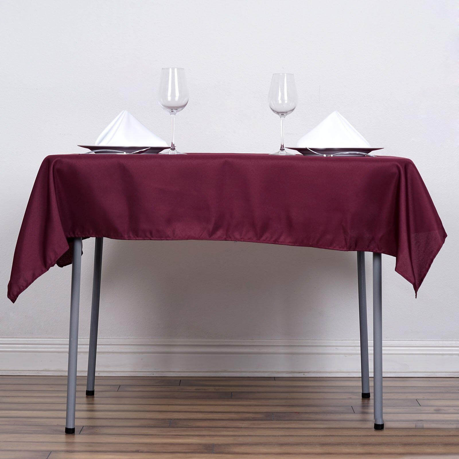 Polyester 54"x54" Table Overlay Square Tablecloth Burgundy - Wrinkle-Resistant & Durable Table Cover