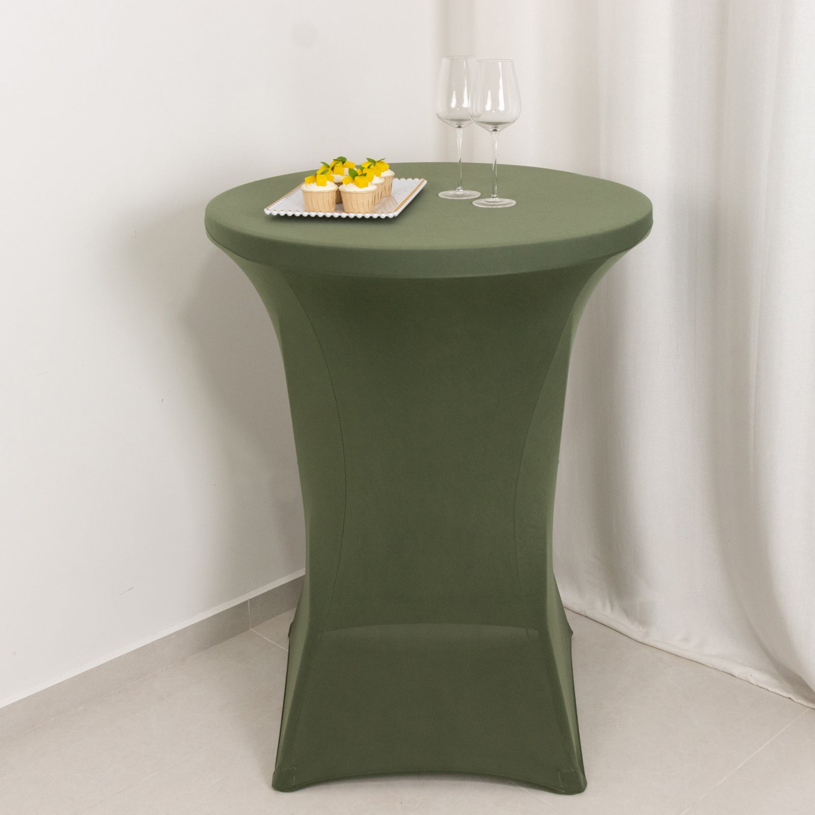 Spandex 30" Round Cocktail Table Cover Dusty Sage Green - Easy to Maintain Stretch Fitted Highboy Tablecloth