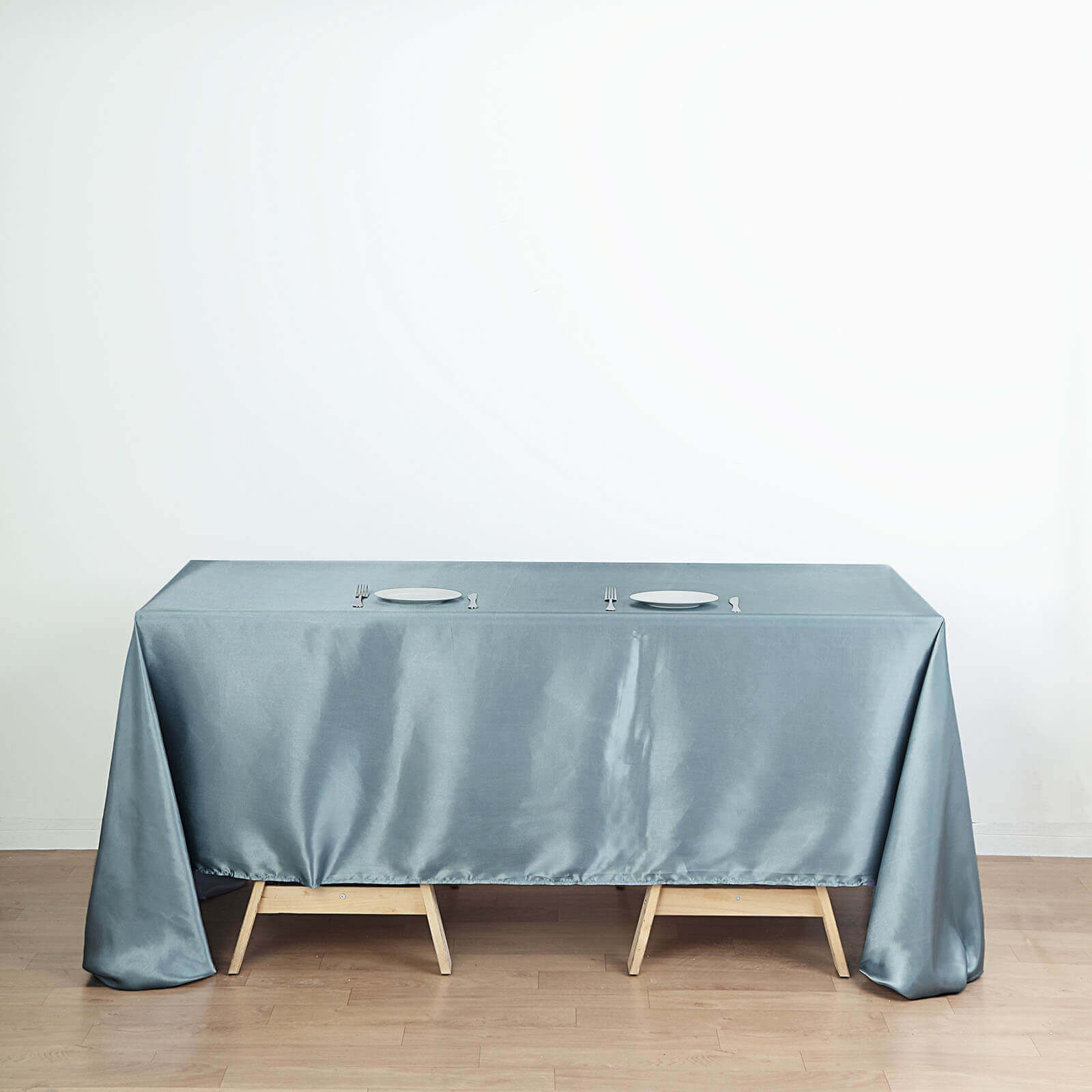 Satin Rectangular 60"x126" Tablecloth Dusty Blue - Smooth and Lustrous Table Cover