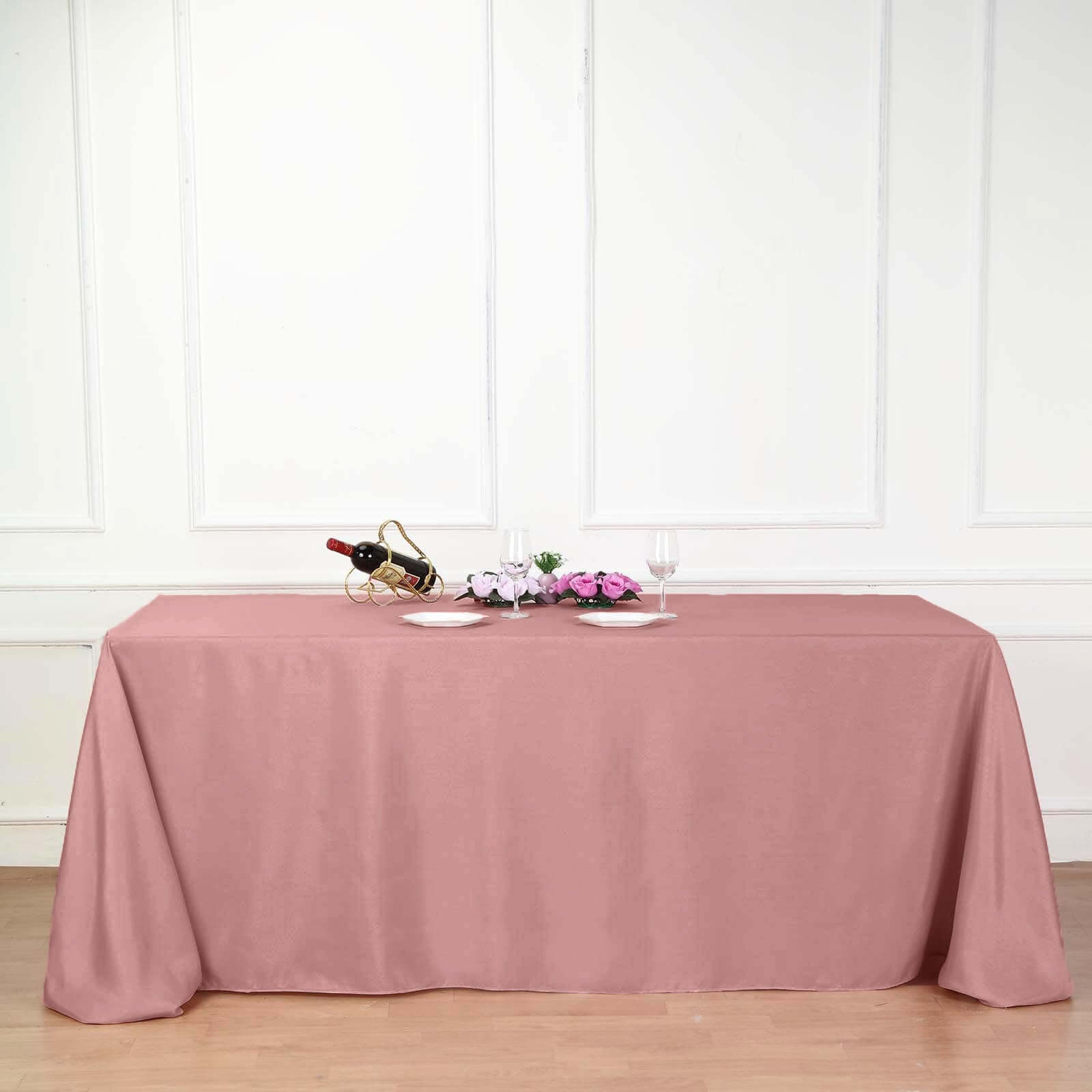 Polyester 90"x156" Rectangle Tablecloth Dusty Rose - Seamless Wrinkle-Resistant Table Cover