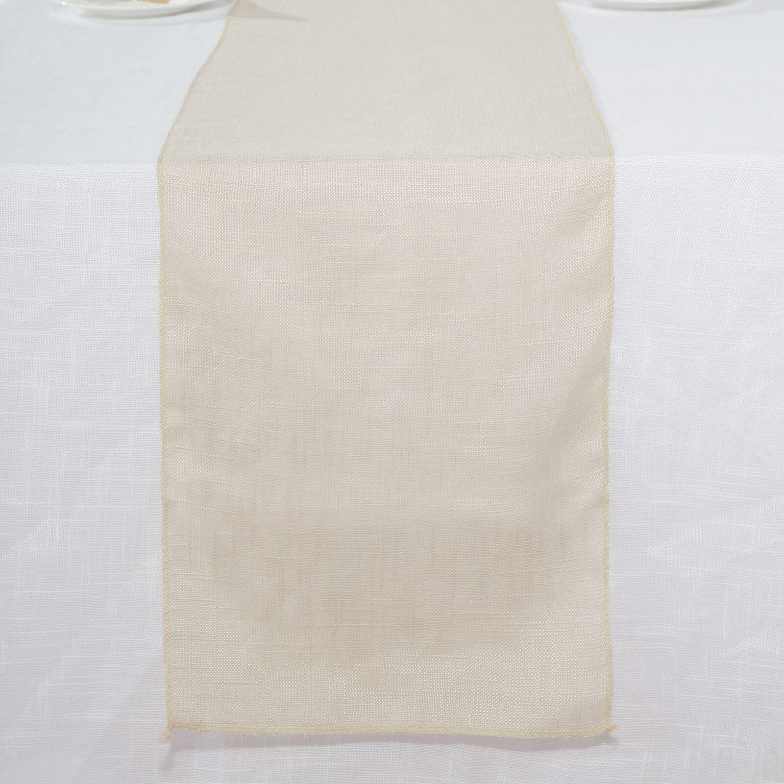 Faux Linen 12"x108" Table Runner Beige - Slubby Textured & Wrinkle Resistant Table Decor