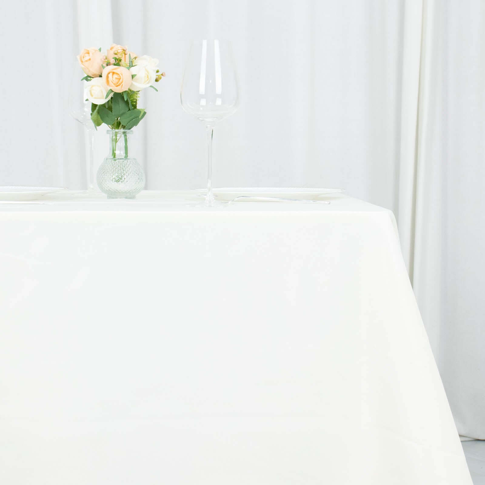 Premium Polyester 70"x70" Table Overlay Square Tablecloth Ivory 220GSM Wrinkle-Resistant Table Cover