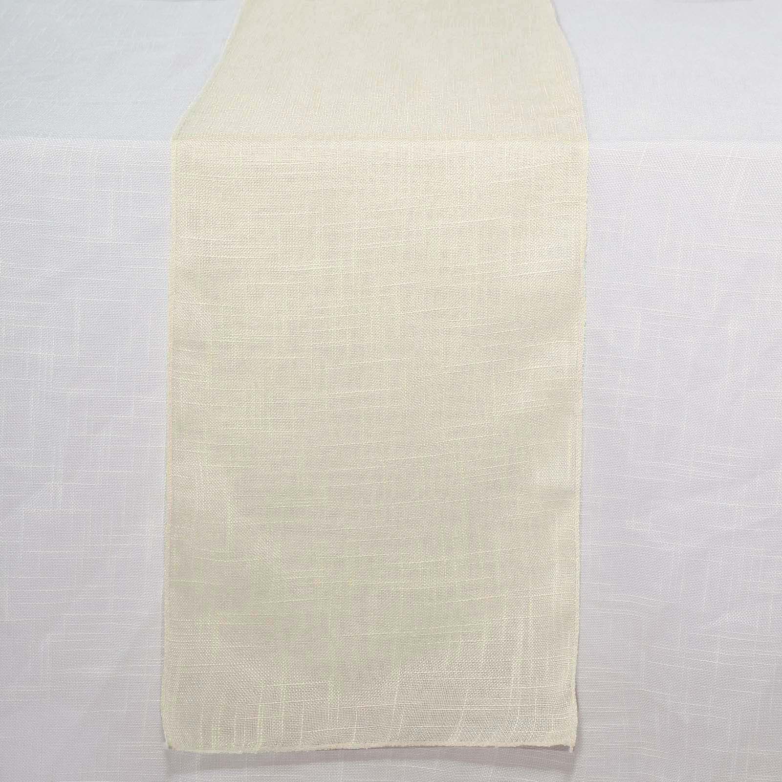 Faux Linen 12"x108" Table Runner Ivory - Slubby Textured & Wrinkle Resistant Table Decor