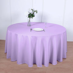 Polyester 120" Round Tablecloth Lavender Lilac - Seamless Wrinkle-Resistant Table Cover
