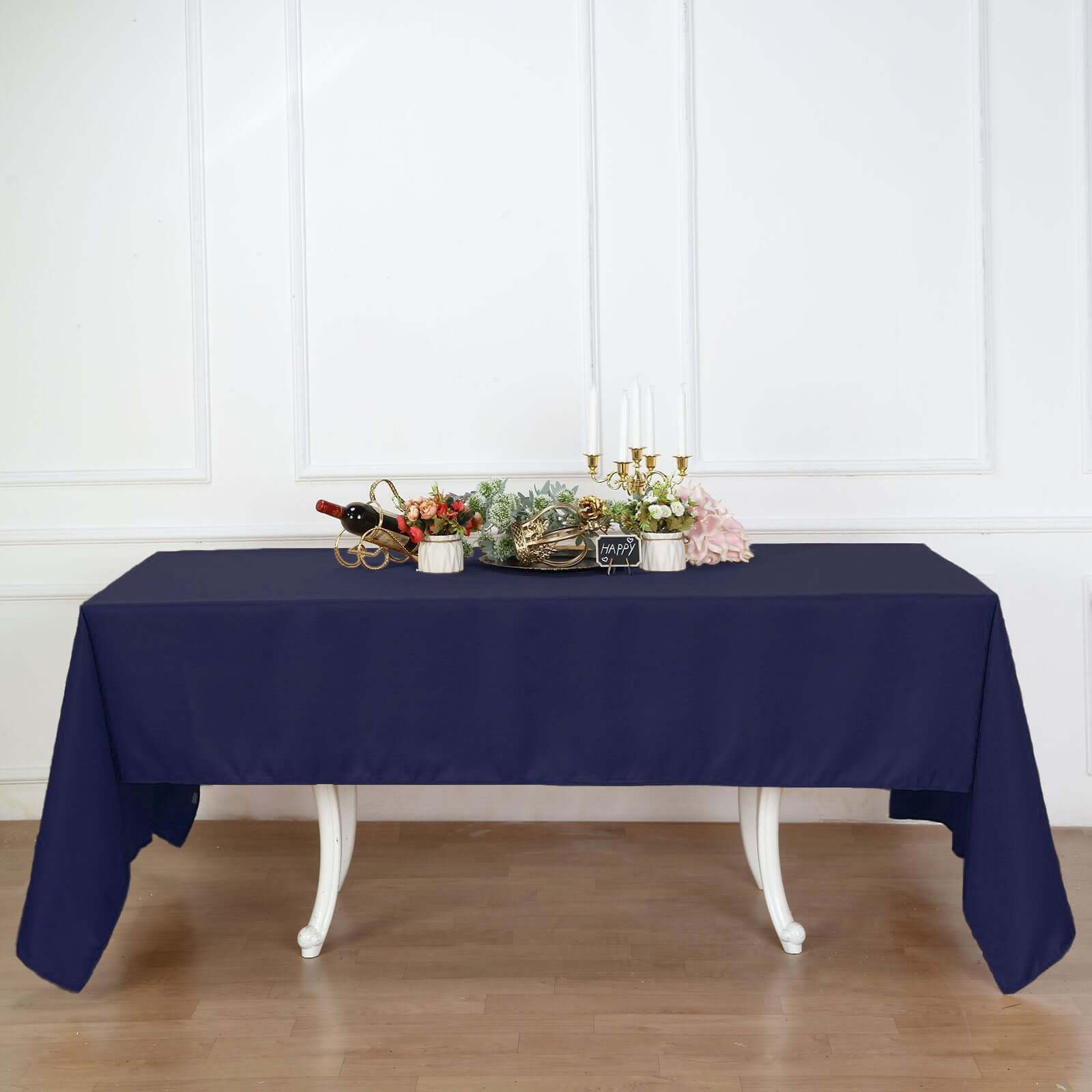 Polyester 60"x126" Rectangle Tablecloth Navy Blue - Wrinkle-Resistant Table Cover