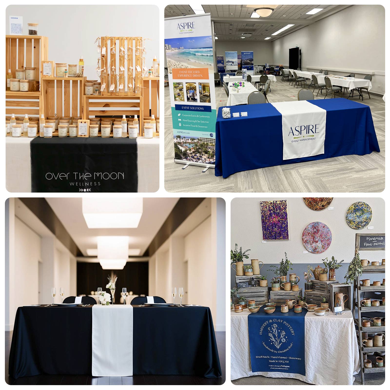 Wide Polyester 36"x72" Table Runner Navy Blue - Durable Trade Show Table Linen