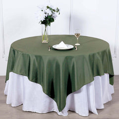 Polyester 70"x70" Table Overlay Square Tablecloth Olive Green - Wrinkle-Resistant & Durable Table Cover