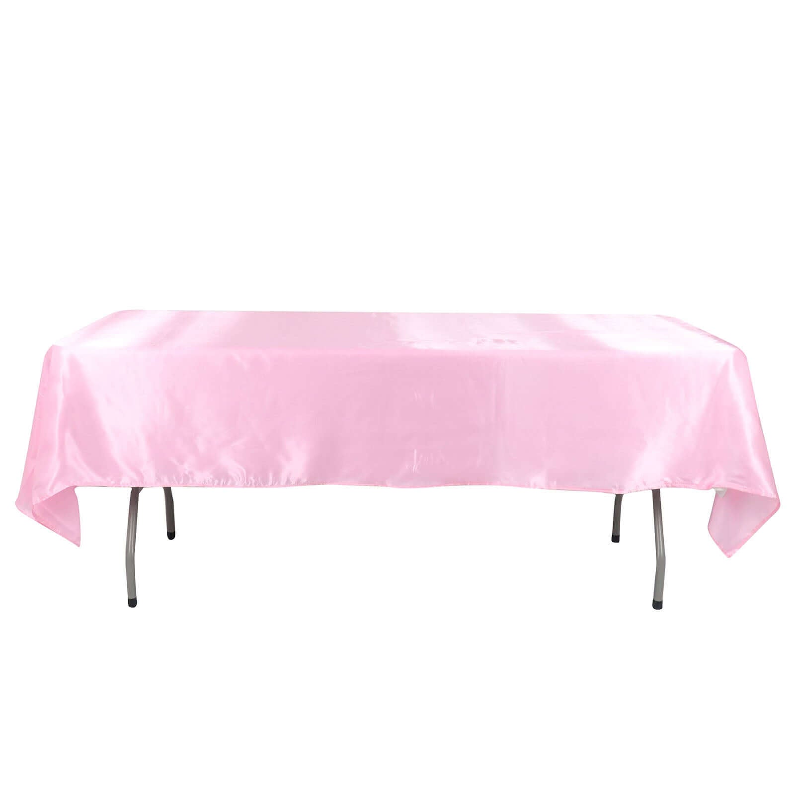 Satin Rectangular 60"x102" Tablecloth Pink - Smooth and Lustrous Table Cover