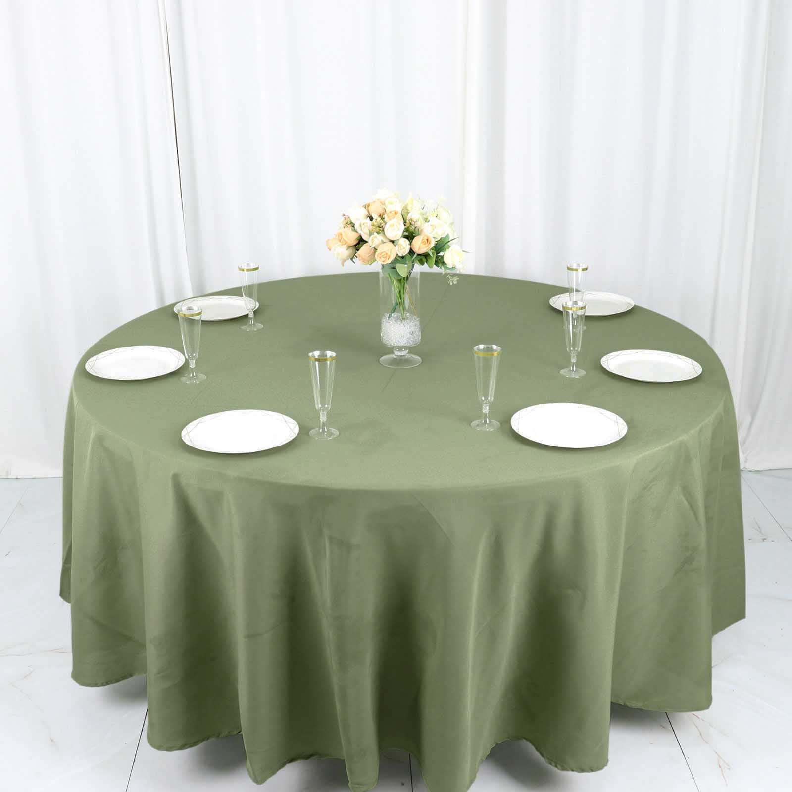 Polyester 108" Round Tablecloth Dusty Sage Green - Wrinkle-Resistant Table Cover