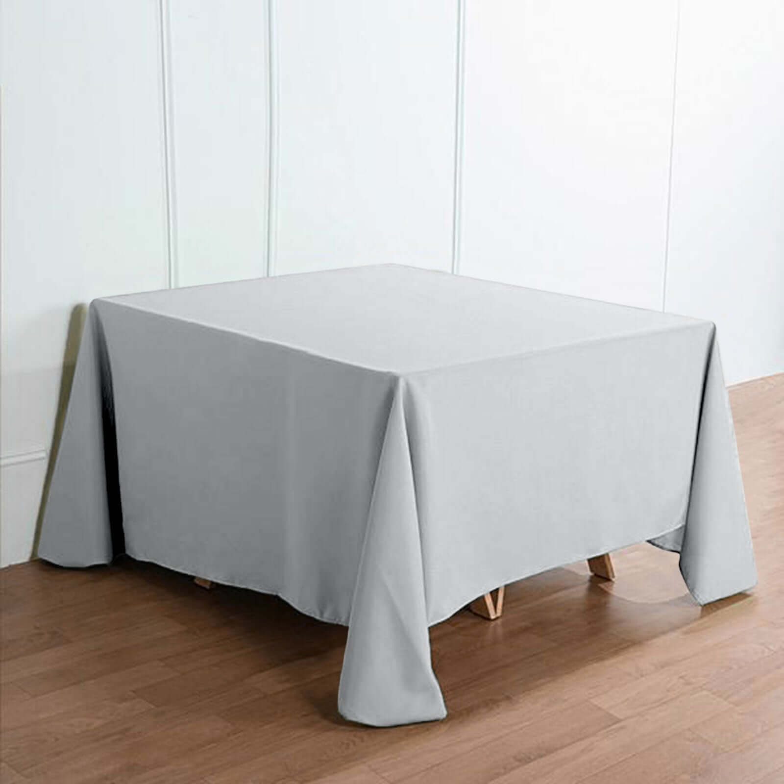 Polyester Square 90"x90" Tablecloth Silver - Wrinkle-Resistant & Durable Table Cover