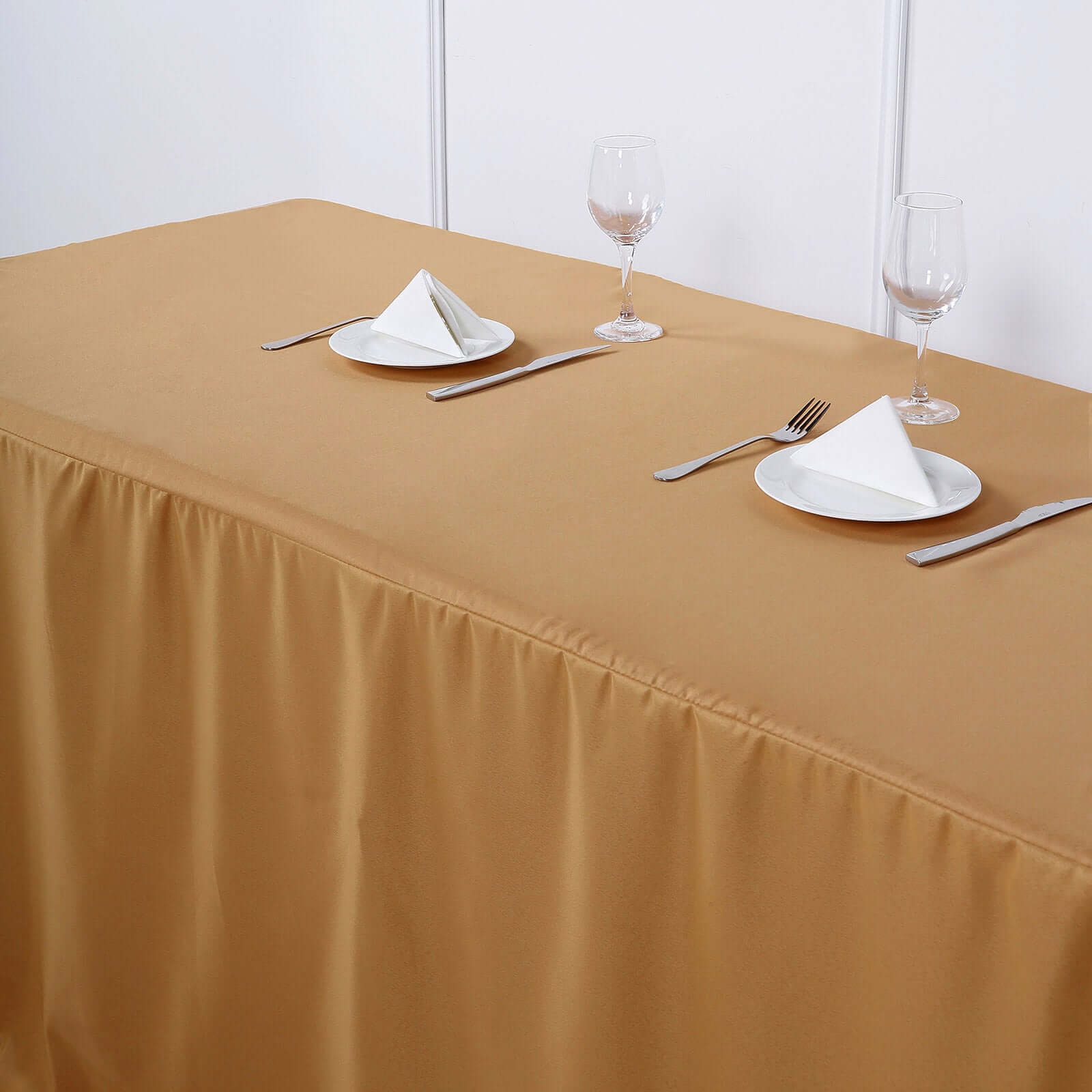 Fitted Polyester 72"x30" Rectangle Tablecloth Gold - Sleek and Durable for Events