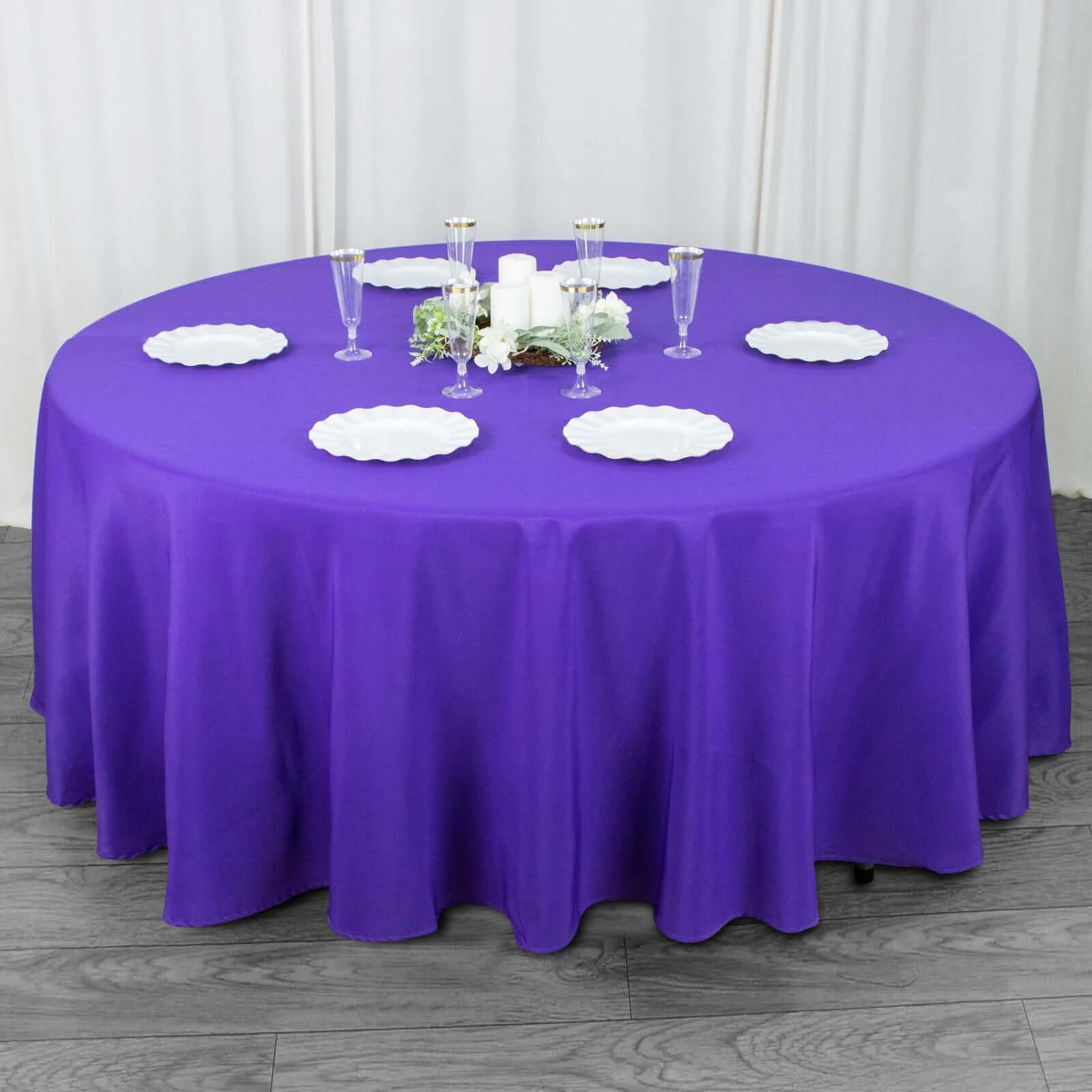 Premium Polyester 108" Round Tablecloth Purple - Wrinkle-Resistant 220GSM Table Cover