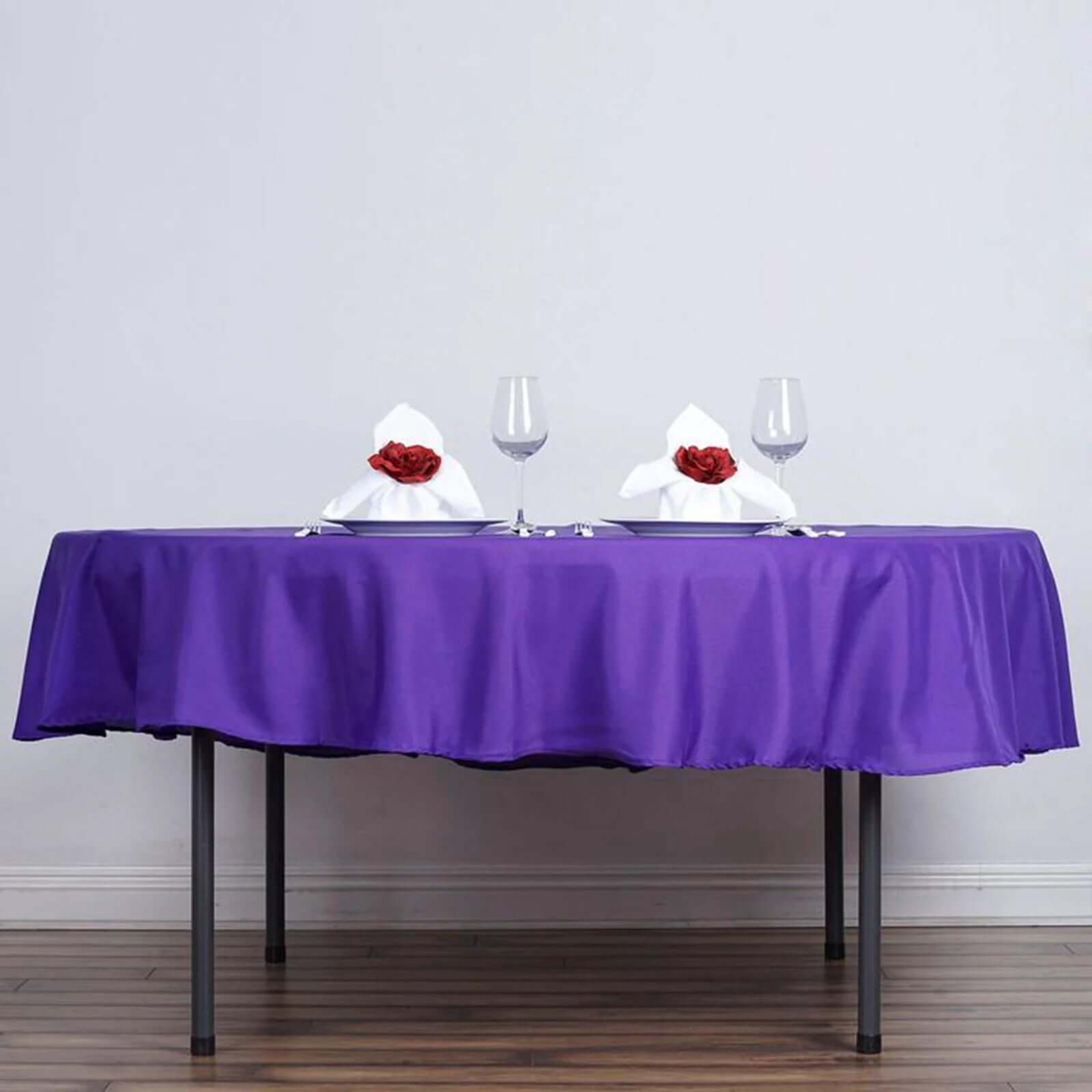 Polyester 90" Round Tablecloth Purple - Stain & Wrinkle-Resistant Table Cover