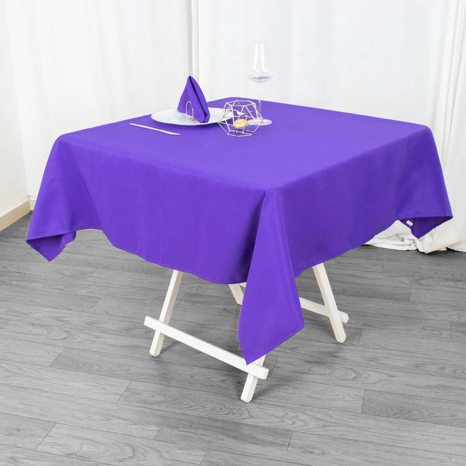 Premium Polyester 54"x54" Square Tablecloth Purple - 220GSM Stain and Wrinkle-Resistant Table Cover