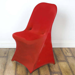 Stretch Spandex Chair Cover Red for Folding Chairs - Reusable & Wrinkle-Resistant 160GSM Fitted Slipcover