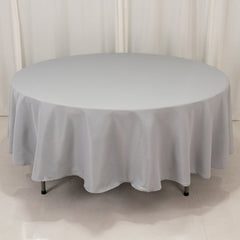 Premium Polyester 90" Round Tablecloth Silver - Stain and Wrinkle-Resistant Design with 220GSM Thickness Table Cover