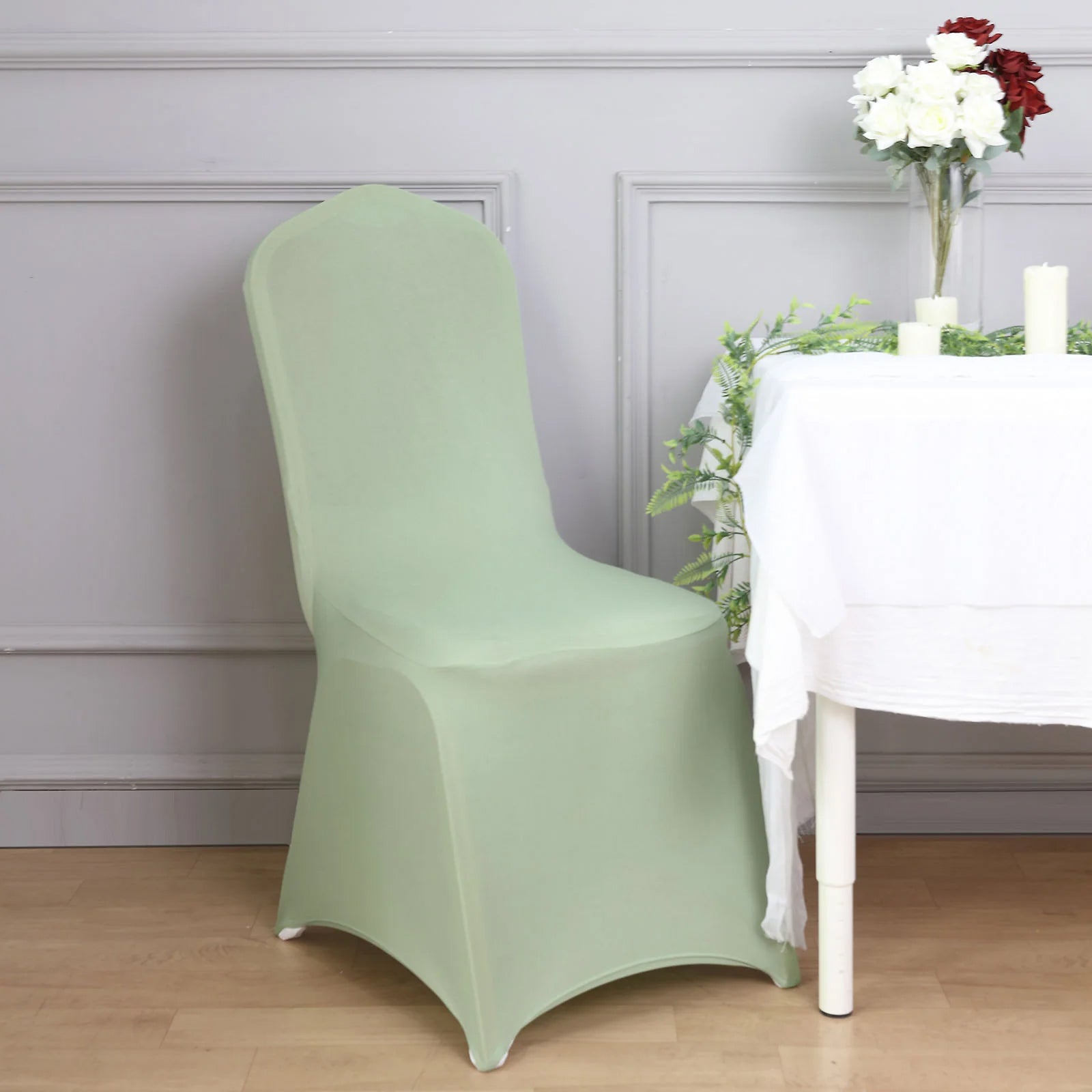 10 Pack Spandex Chair Covers for Banquet Chairs Sage Green - Durable Reusable Stretch Slip-On Covers