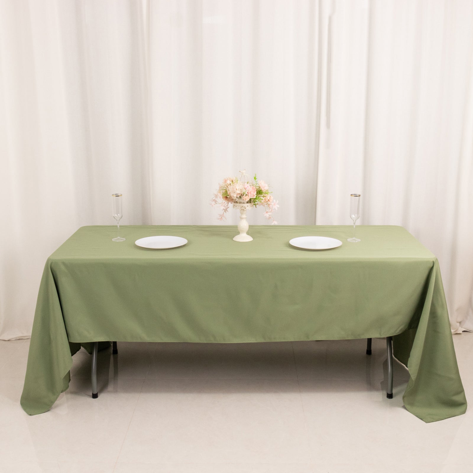 Premium Polyester 60"x126" Rectangle Tablecloth Dusty Sage Green - Stain-Resistant 220GSM Finish Table Cover