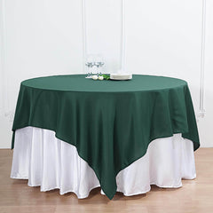 Polyester 54"x54" Table Overlay Square Tablecloth Hunter Emerald Green - Wrinkle-Resistant & Durable Table Cover