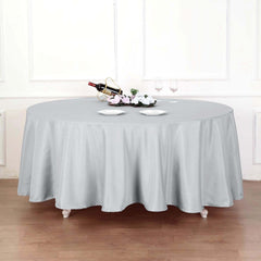 Polyester 120" Round Tablecloth Silver - Seamless Wrinkle-Resistant Table Cover