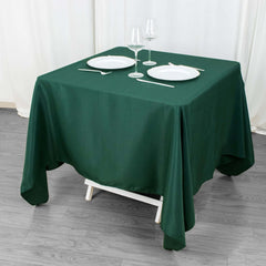 Premium Polyester Square Tablecloth 70"x70" Hunter Emerald Green 220GSM Wrinkle-Resistant Table Cover