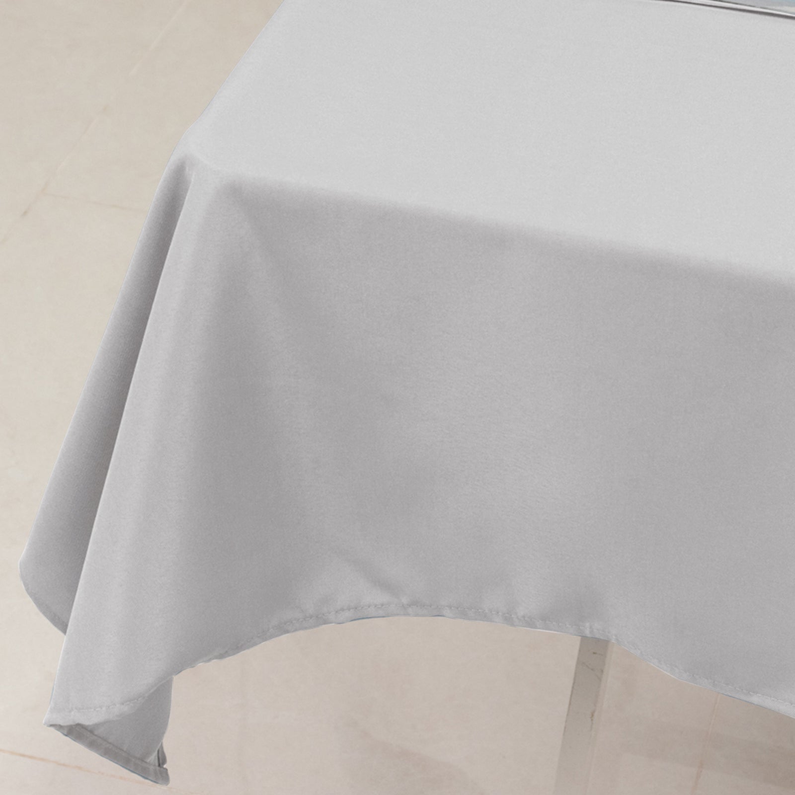 Premium Polyester 54"x54" Table Overlay Square Tablecloth Silver - Stain and Wrinkle-Resistant 220GSM Table Topper