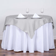 Polyester 54"x54" Table Overlay Square Tablecloth Silver - Wrinkle-Resistant & Durable Table Cover