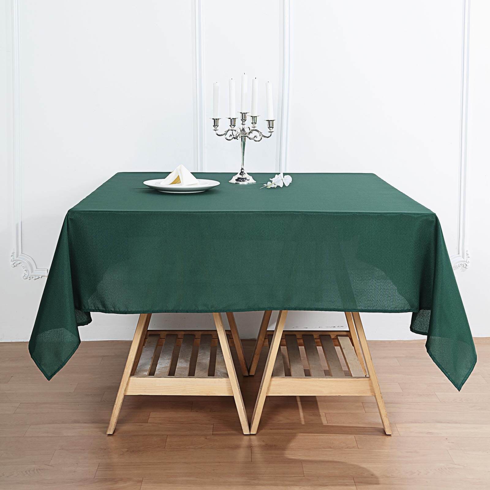 Polyester Square 70"x70" Tablecloth Hunter Emerald Green - Wrinkle-Resistant & Durable Table Cover